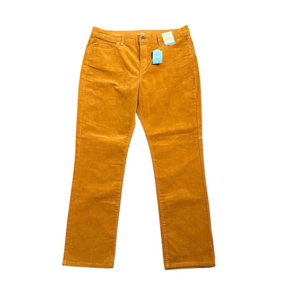 St. Johns Bay Straight Corduroy Pants Roasted Pecan Mid Rise Women's Size 18 NWT